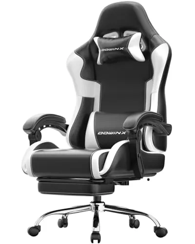 Dowinx Gaming Chair with Footrest, 2D Lift Linkage Armrest, Massage Lumbar, 330lbs Capacity