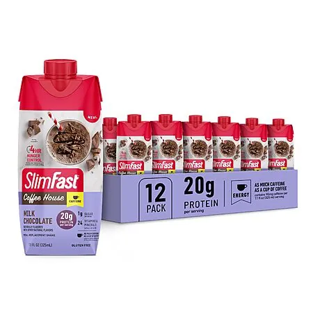 12-Pk. 11oz. SlimFast Coffee House Protein Shake (Milk Chocolate)