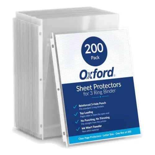 Oxford Clear Top Load Letter Size Sheet Protectors 200-Count