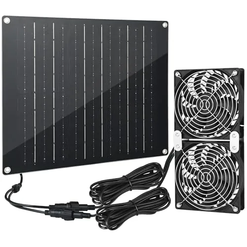 Solar Fan 30W with 2 IPX7 Weatherproof 5In Fans