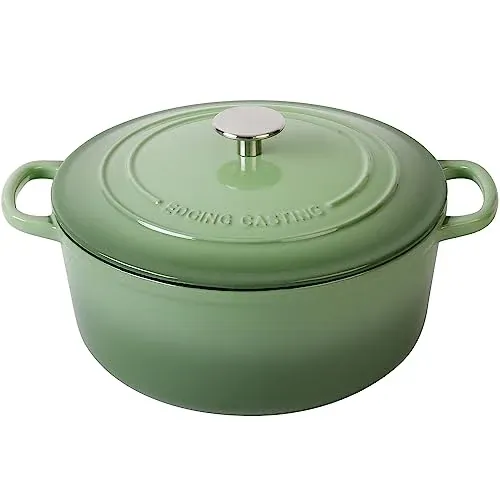 EDGING CASTING Enameled Cast Iron Dutch Oven 7 Quart Pistachio Green