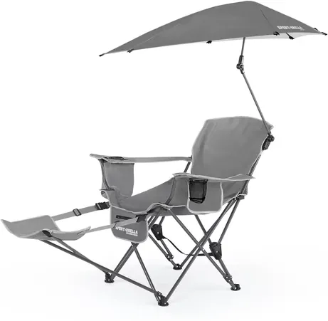 Sport-Brella Grey Camping Chair with Clamp-On Sun Shade