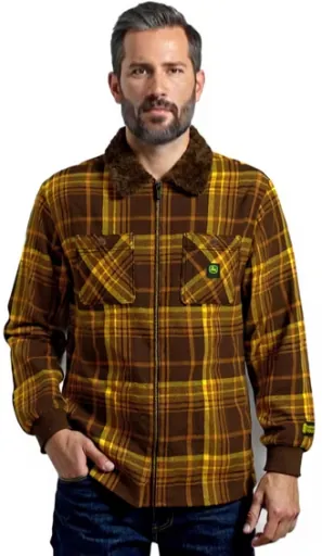 John Deere Men's Flannel Sherpa Bonded Full Zip Jacket, Size S