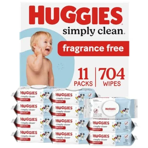 Huggies Simply Clean Baby Wipes 11-Pack 64-Count (Unscented)