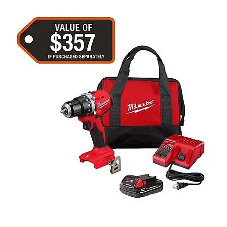 Milwaukee M18 18V 1/2" Compact Drill/Driver w/ 2.0Ah Battery & Charger