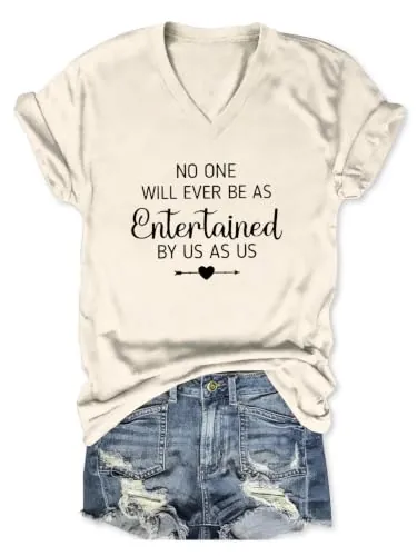 Entertained by Us as Us Funny Couple V-Neck T-Shirt for Women