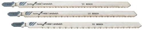 BOSCH T718BF3 3-Piece 7 In. 14 TPI Flexible T-Shank Jig Saw Blades