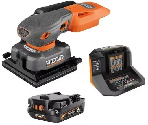RIDGID 18V Brushless Cordless SubCompact 1/4 in. Sheet Sander Kit with 2 Ah MAX Output Battery and Charger