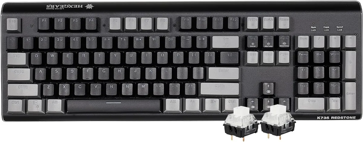 Hexgears GK735 Wired Full Size Mechanical Keyboard, Aluminum Housing w/Kailh Box White Switch