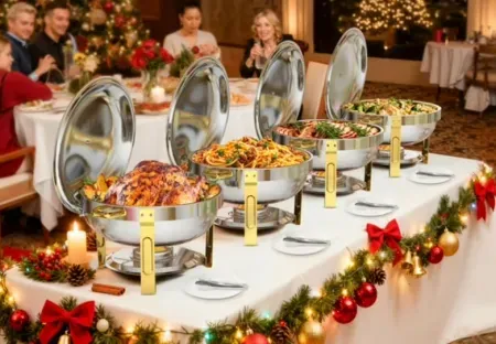 4-Pack WARMOUNTS Gold Chafing Dish Buffet Set (5QT each)