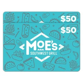 Two $50 Moe's Southwest Grill Gift Cards ($100 Value)