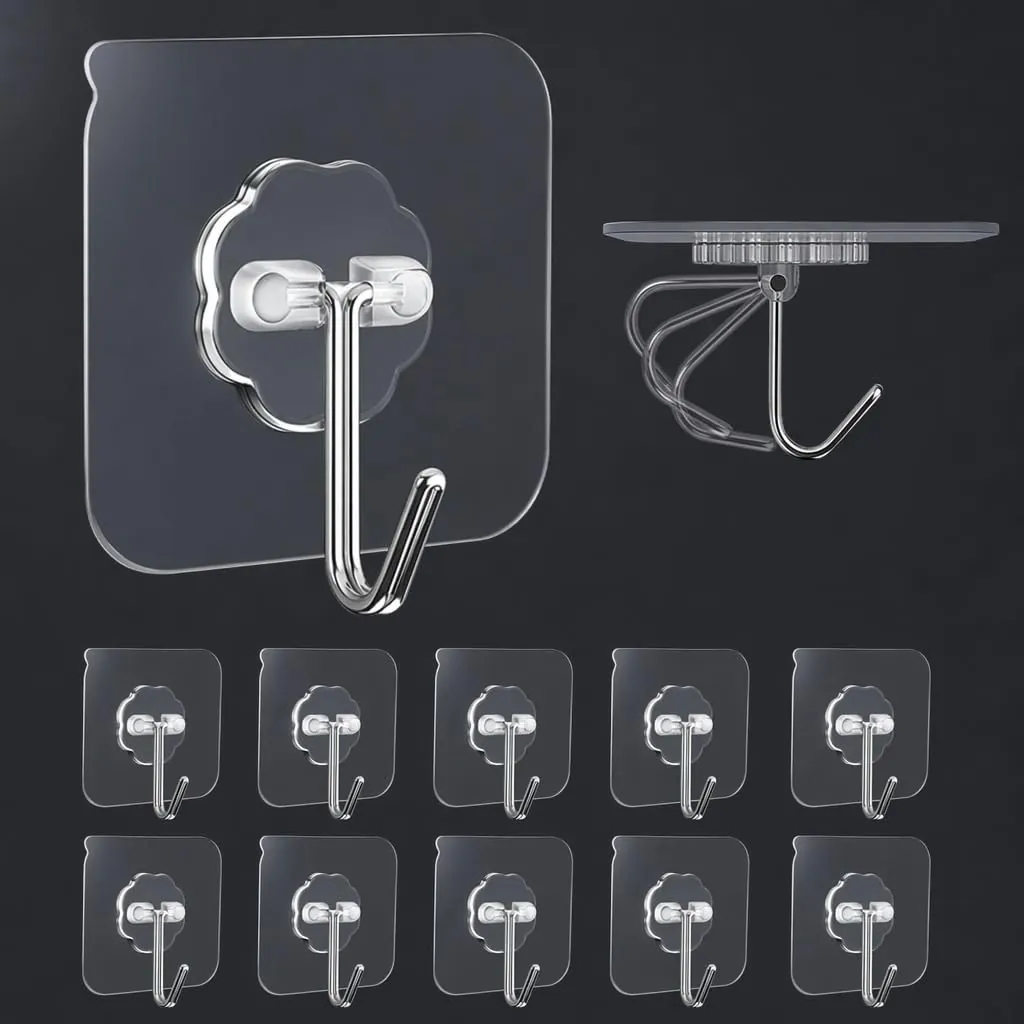 Adhesive Wall Hook 10-Pack