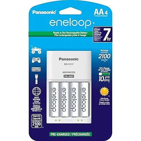 4-Pack Panasonic eneloop 2000mAh AA Rechargeable Batteries w/ Advanced Charger