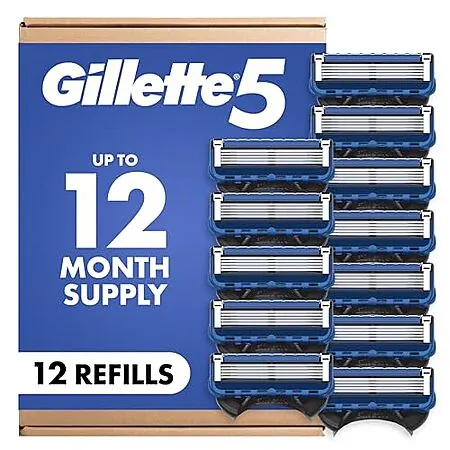 Select Accts: 12-ct Gillette 5 Men's 5-Blade Razor Blade Refills
