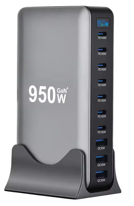 10-Port 950W GaN Fast Charging Station