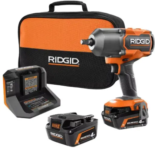 Ridgid 18V Brushless Cordless 4-Mode 1/2 in. High-Torque Impact Wrench Kit with (2) 4.0 Ah Batteries