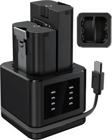 Flla 2-Pack 7200mAh Replacement Battery w/ Upgrade LCD Charger Station