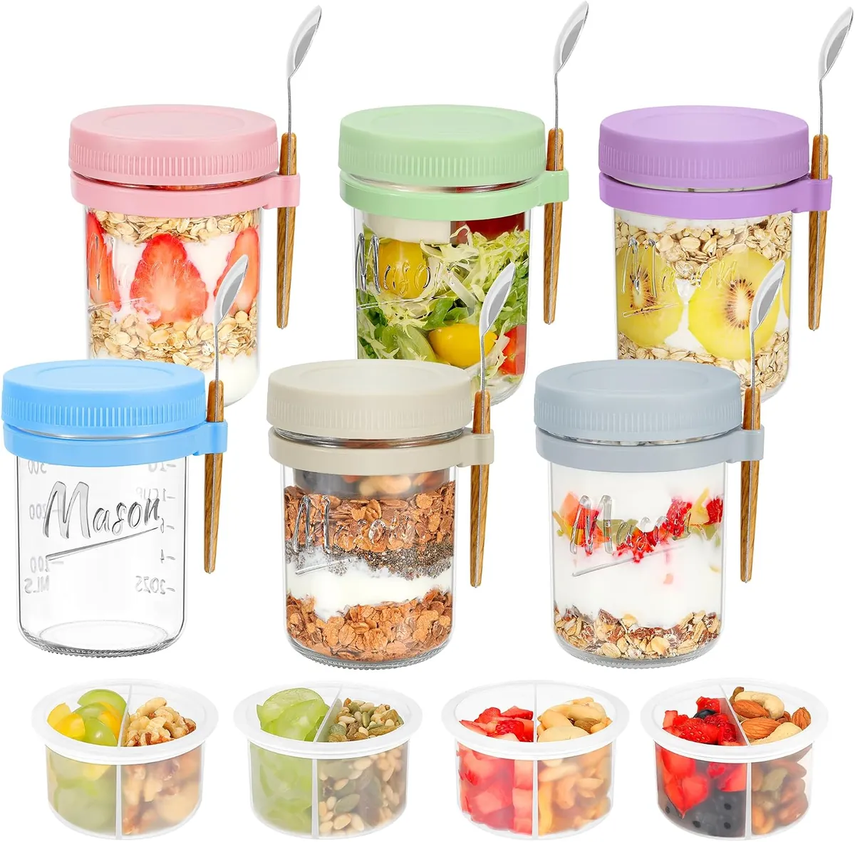 Glass Overnight Oats Containers 6-Pack