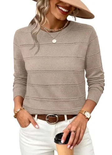 Long/Cap Sleeve Hollow Out Knit Lightweight Sweater