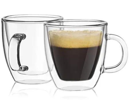 2-Piece JoyJolt Savor Double Wall Insulated Glasses Espresso Mugs (5.4 oz each)