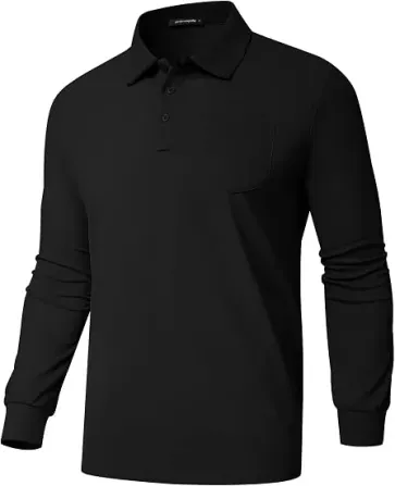 Promen polo Men's Classic Long Sleeve Polo Shirt