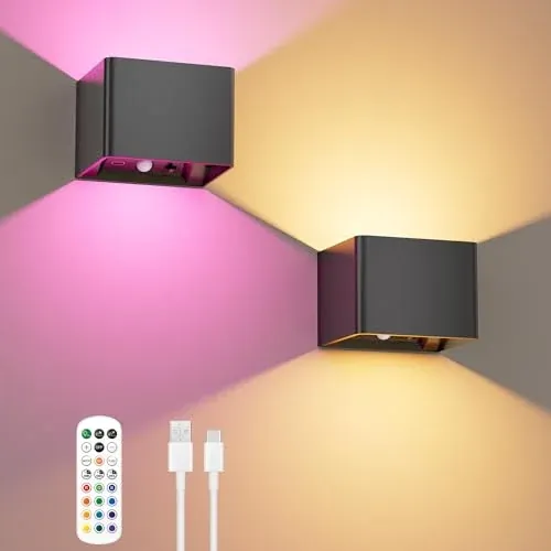 Motion Sensor Wall Lights with RGB Colors - 2 Pack