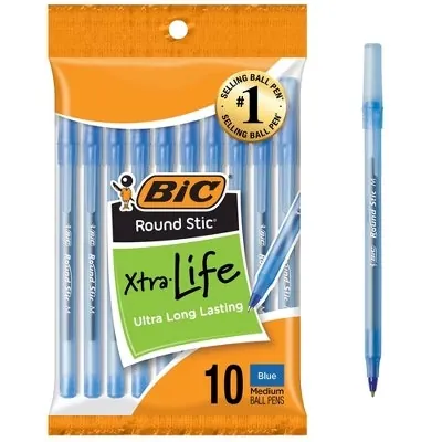 BIC Xtra Life 1.0mm Medium Point Ballpoint Pens 10-Pack: 99 cents + free shipping w/