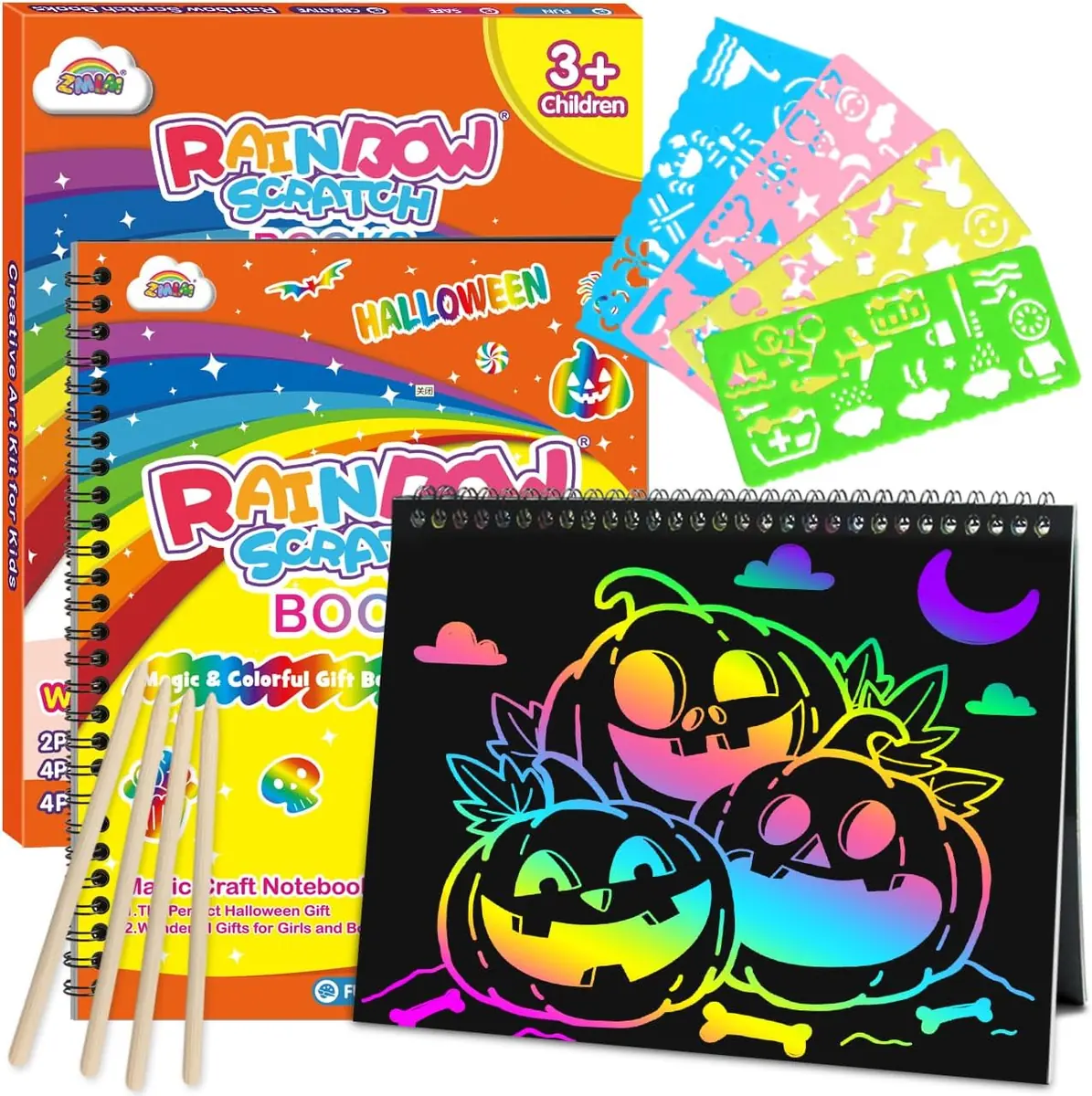Rainbow Scratch Art Books 2-Pack
