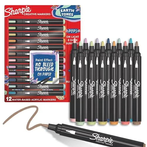 Sharpie Creative Markers, Earth Tones, Bullet Tip 12-Ct