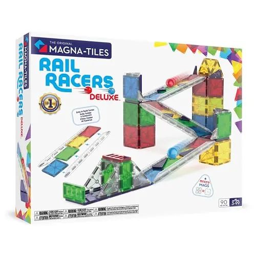 90-Piece MAGNA-TILES Rail Racers Deluxe Magnetic Construction Set