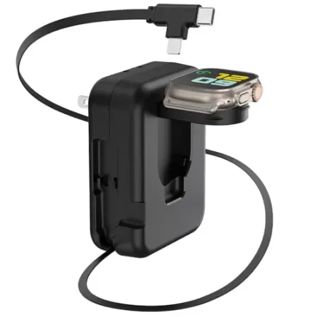 Beacoo 3-in-1 up to 36W GaN Wall Charger w/ Retractable USB-C / Lightning Cable