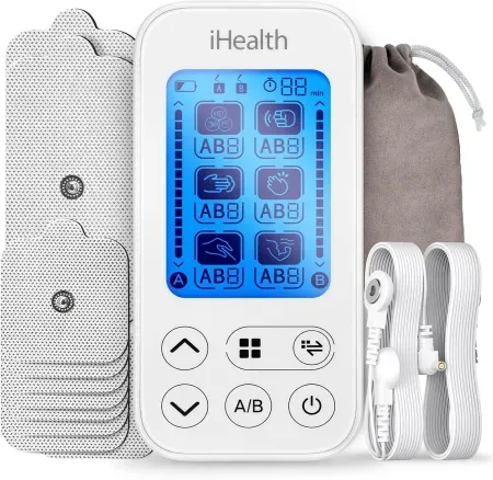 iHealth Dual-Channel TENS Unit Stimulator with 24 Modes & 90-Hour Battery