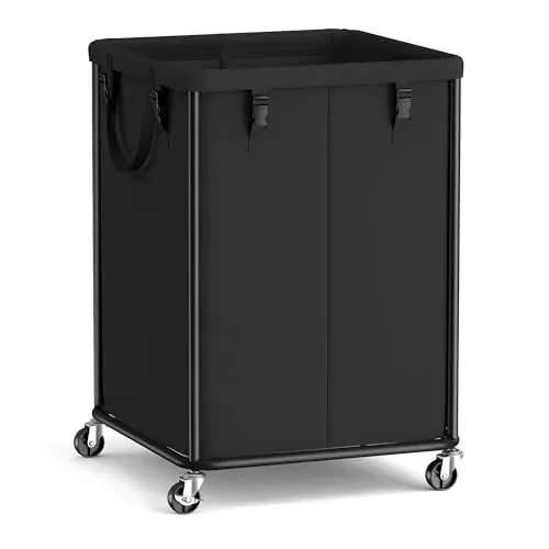 SONGMICS Laundry Basket with Wheels and Removable Liner Bag, 45 Gallon (170 L)