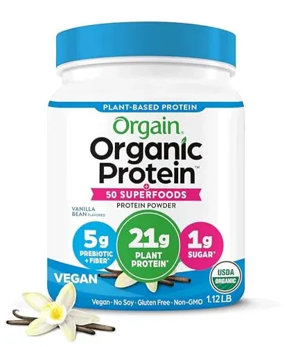 Orgain Organic Vegan Protein + 50 Superfoods Powder 1.12-Pound Vanilla Bean