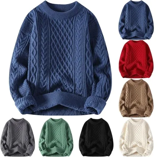 Casual Knitted Cable Knit Vintage Chunky Sweater