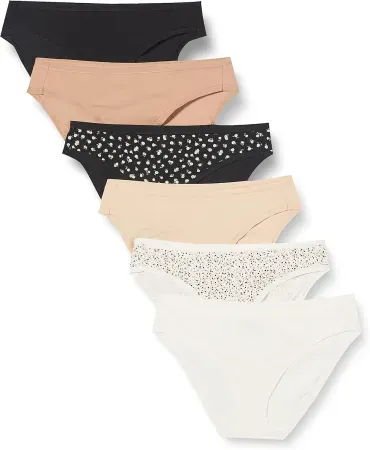 6-Pack Amazon Essentials Women's Cotton Stretch Bikini Panty Underwear