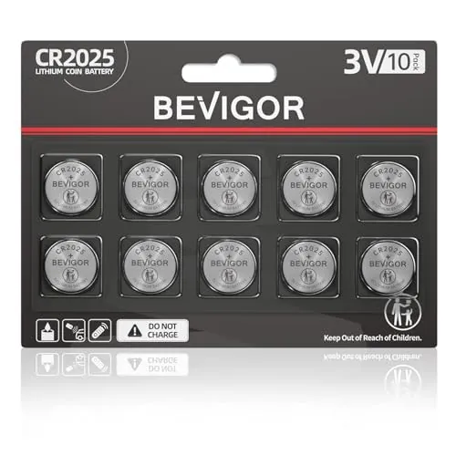 Bevigor CR2025 3V Lithium Coin Battery 10-Pack