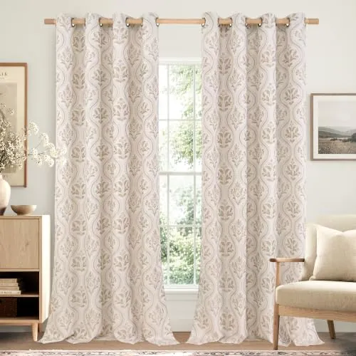 YoungsTex Floral Linen-Blend Curtain Panels