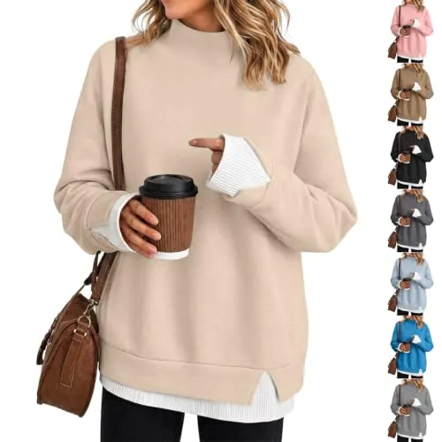 Mock Neck Layered Sweatshirt Women