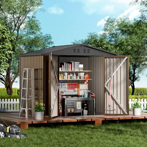 Comhoma Metal Storage Shed 8' x 6' with Sloping Roof