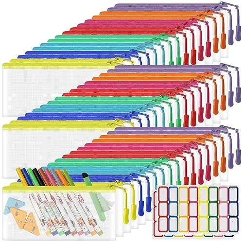 Small Mesh Zipper Pouch Bags 48-Pack