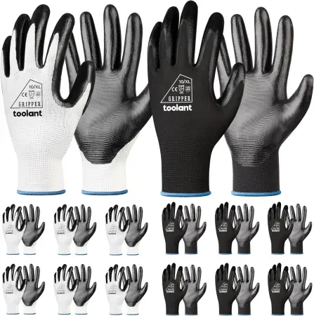 12-Pair toolant Nitrile Coated Work Gloves