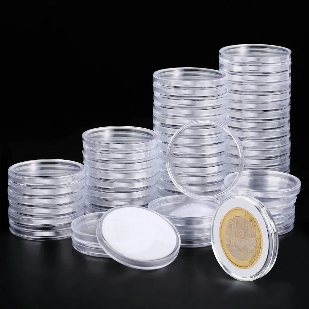 Utron 60pc Clear Plastic Coin Capsules w/ Adjustable Gasket