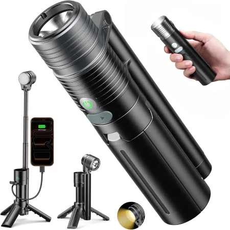 AsFrost 180° Flip 2-Lamp Flashlight with Tripod