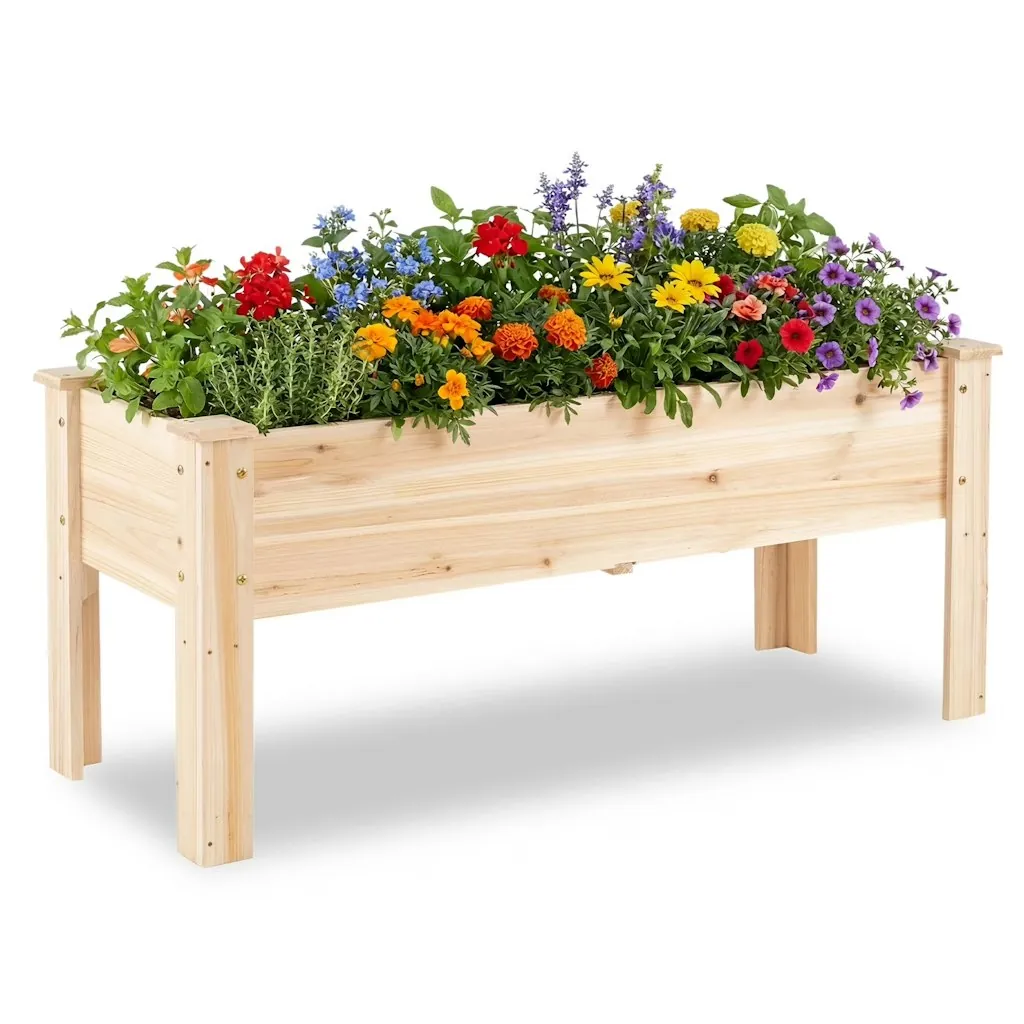 Costway Raised Garden Bed Elevated Planter Box Wood