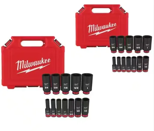 Milwaukee SHOCKWAVE 3/8 in. Drive Deep Well 6-Point Impact Socket Set (24-Piece)