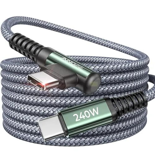 AINOPE 10' 200W USB C to USB C Cable (Right Angle)