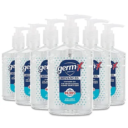 6-Pk 8-Oz Germ-X Advanced Hand Sanitizer Pump Bottle
