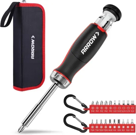 27-in-1 Arrow Ratcheting Multi-Bit Screwdriver Set w/ Zipper Pouch