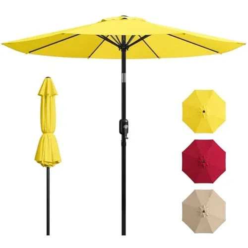 9FT Patio Umbrella with Push Button Tilt & Crank